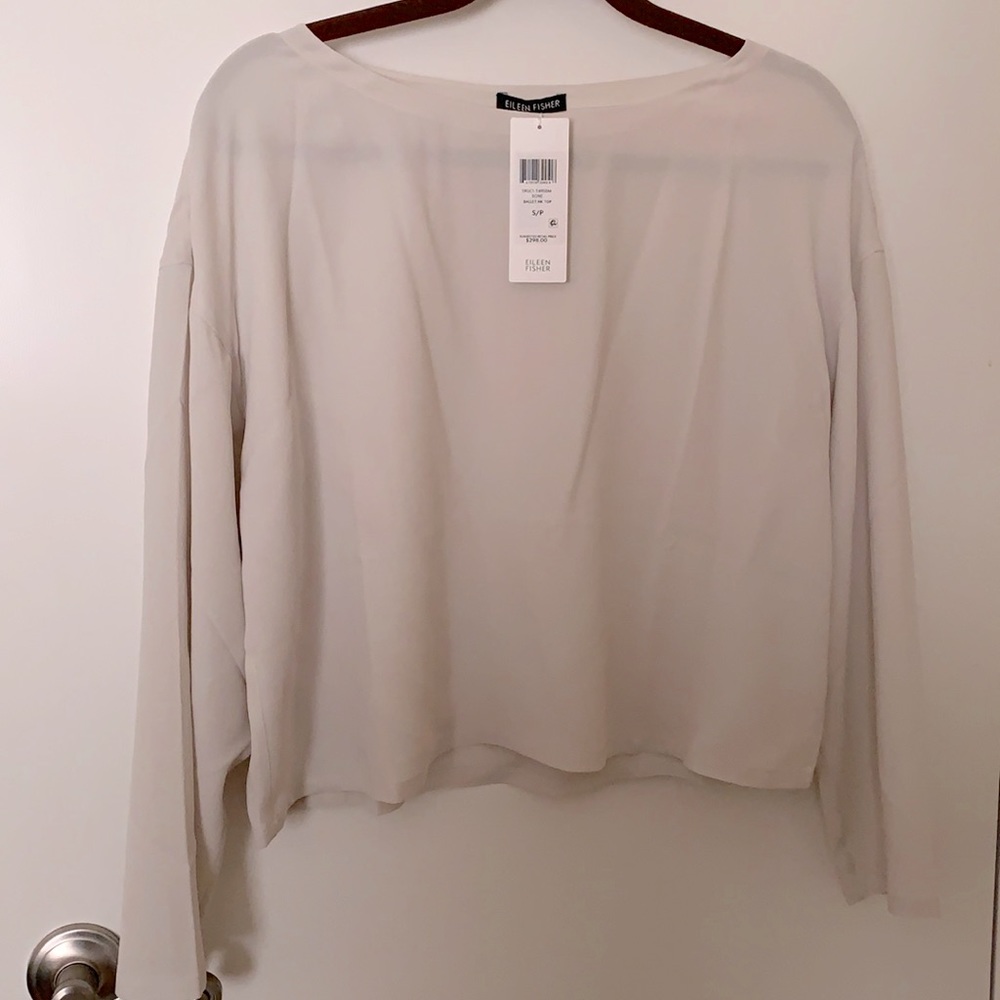 EILEEEN FISHER ballet NK top in bone small NWT